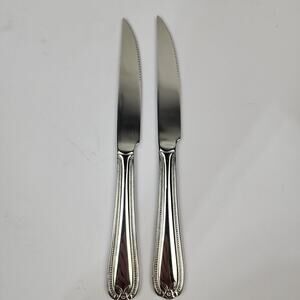 2 Temp-Tations 18/10 by Tara Old World Bead Stainless Steak Knives
